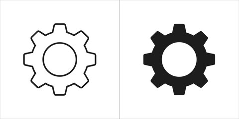 Two gear icons, one outlined, one solid