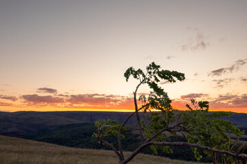 sunset over the mountain in Serra da Canastra, Minas Gerais