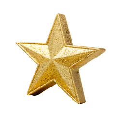Shiny golden 3D star isolated on white background symbolizing success and achievement