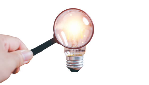 Hand holding a glowing light bulb represents the bright concept of innovation and power