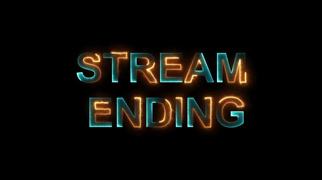 Glowing neon stream ending text animation with black background.