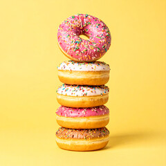 Flying Donuts with Bright Sprinkles