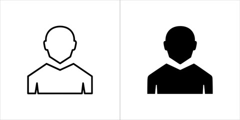 Two icons representing a person or user, one outlined and one solid black