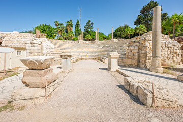 The well preserved Roman Theatre at the Kom El Deka ancient archaeological site in Alexandria,...