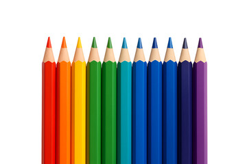 Set of colorful wooden pencils arranged in rainbow order isolated on black background representing creativity design education art supplies and vibrant color spectrum learning concept