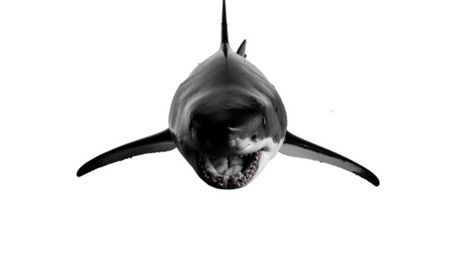 Great white shark silhouette illustration on white background, a wild animal vector