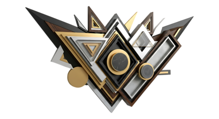 Abstract geometric sculpture isolated on white isolated on transparent background