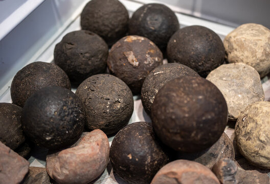 Heap of cannon balls from middle ages