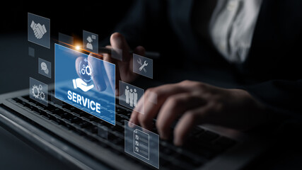 Customer service and support workflow with cooperation, communication, maintenance, and checklist...