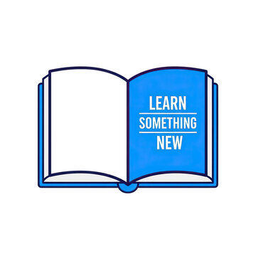 Open book with text learn something new isolated on transparent background