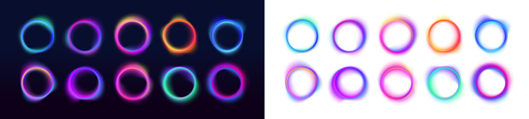 Space bright colorful shapeless frame PNG on white background. Abstract cosmic bright colorful round frame PNG.  Iridescent chrome drops or hologram irregular freeform organic shapes.  © Mirotvoric