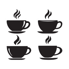 Coffee cup silhouettes vector on white background