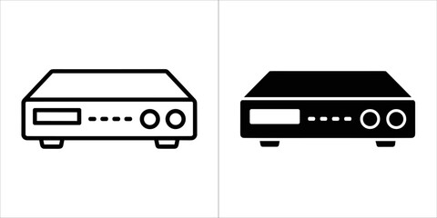 Illustration of a settop box in black and white