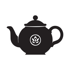 Classic teapot silhouette vector on white background