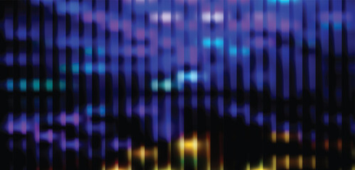 Abstract blurred blue, purple, and yellow vertical lines creating a vibrant, energetic light show or digital display