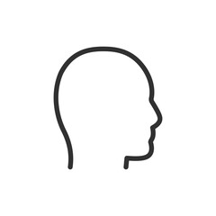 Human head profile, linear icon. Psychology, identity, and health. Line with editable stroke.