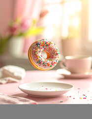 Floating Donut with Colorful Sprinkles