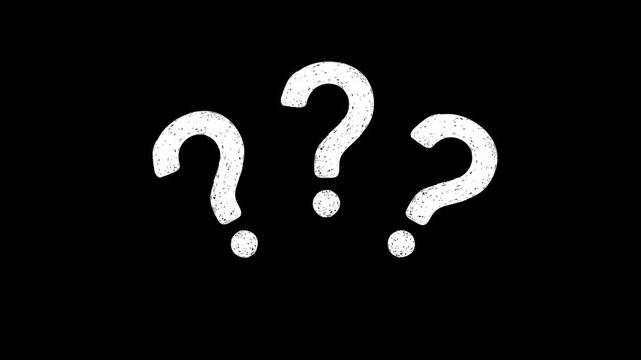 White animated stop motion question marks on a black background 4K video