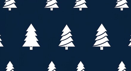 Obraz premium White pine trees on navy blue background christmas trees