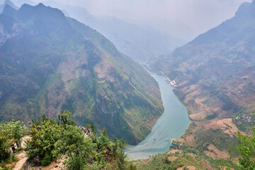 canyon and river in ha giang mountains, vietnam
