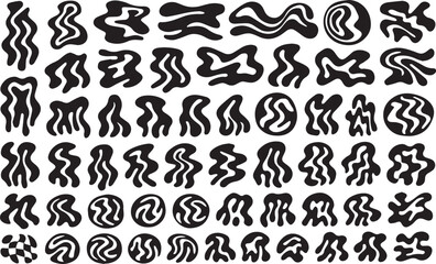 Psychedelic Melting Liquid Shape Vector Set | Abstract Groovy Blob Elements