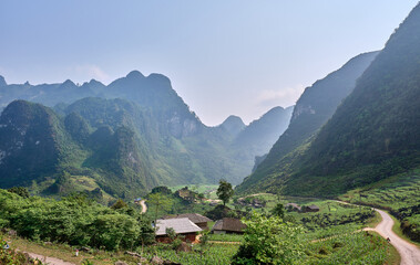 exploring ha giang mountains on a motorbike, in vietnam