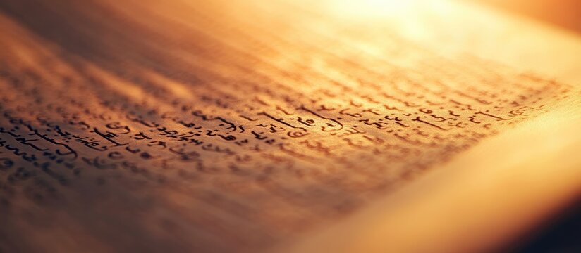 Ancient Syriac Manuscript Illuminated by a Warm, Golden Glow on Aged Parchment