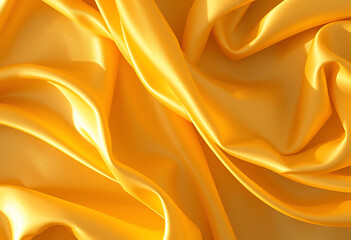 Obraz premium Close up of golden silk fabric with soft folds and smooth texture