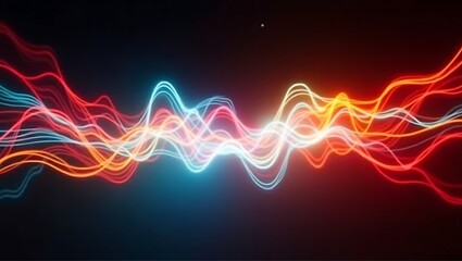 Colorful Neon Light Waves on Dark Background