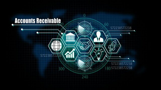 accounts receivable Lifecycle on Futuristic Radar Technology Background. 