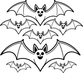 Obraz premium A spooky collection of stylized bat silhouettes ready for halloween decorations or crafts