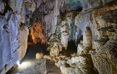 inside a cave in cat ba island, in vietnam