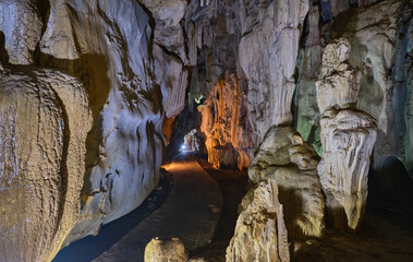 inside a cave in cat ba island, in vietnam