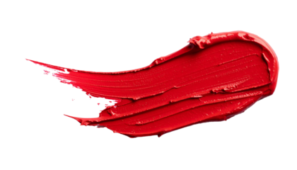 textured abstract red color paint stroke isolated on transparent background, png