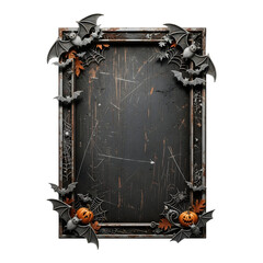Halloween frame with bats and pumpkins isolated on transparent background