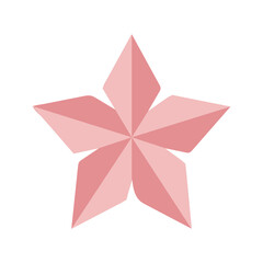 Delicate origami cherry blossom created from soft pastel pink paper aesthetic design