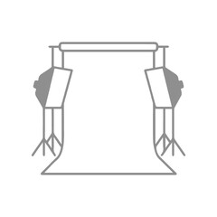 Photography Studio Setup with Backdrop and Softboxes Design Illustration