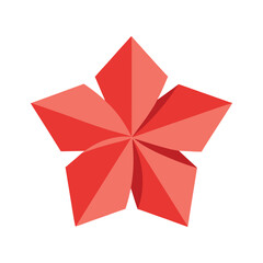 Origami hibiscus flower folded coral paper geometric tropical design art element