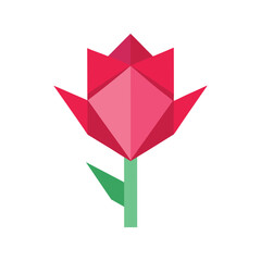 Obraz premium Origami tulip delicate folded pink paper polygon flower art