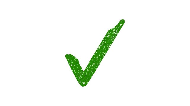 Write or wrong Grung check mark stop motion animation video with alpha channel. hand painted animation on a white background