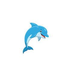 Cheerful Cartoon Dolphin with a Gentle Smile and Smooth Blue Skin