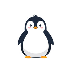 Adorable Cartoon Penguin with Pink Cheeks and Orange Feet
