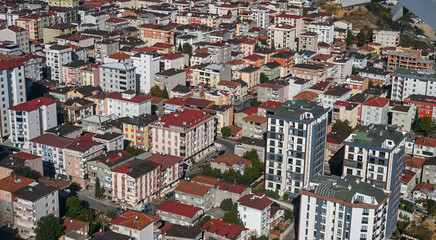 Istanbul, Turkey, panoramic view of the city. Numerous buildings in the city center.	