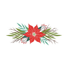 Poinsettia Floral Arrangement – Decorative Christmas Botanical Element Isolated on White