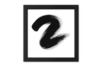 Black brush stroke number two in frame with transparent background