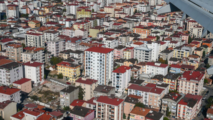 Istanbul, Turkey, panoramic view of the city. Numerous buildings in the city center.