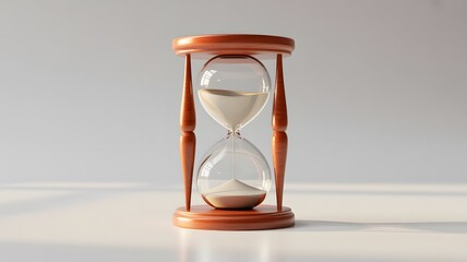 3D Wooden Hourglass with Flowing Sand , Time, Patience, and Classic Vintage Timer Concept