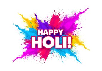 Vibrant Holi celebration with colorful paint splashes on white background for festive greeting cards