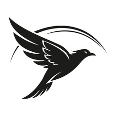 Creative design stylized black silhouette of a bird in flight with a swoosh, symbolizing freedom and movement