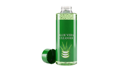 Obraz premium Aloe vera cleanser isolated on transparent background